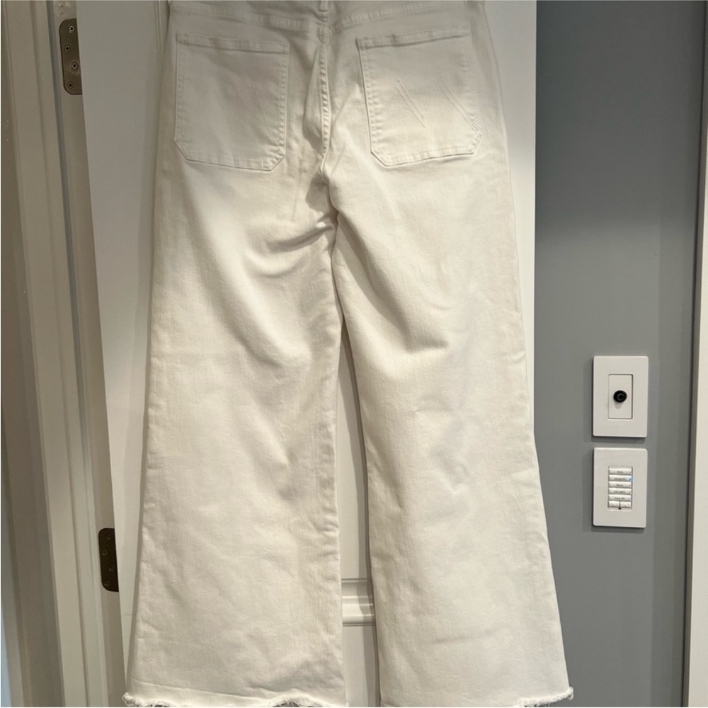 MOTHER Wide Leg Flare Jeans in Cream - Picture 3 of 10